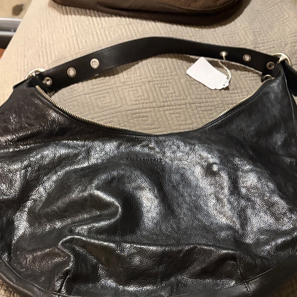 Kenneth Cole black leather purse, studded handle